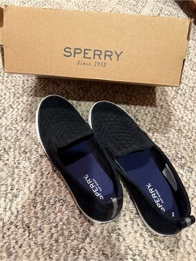 Sperry Black Slip-On Quilted Sneakers